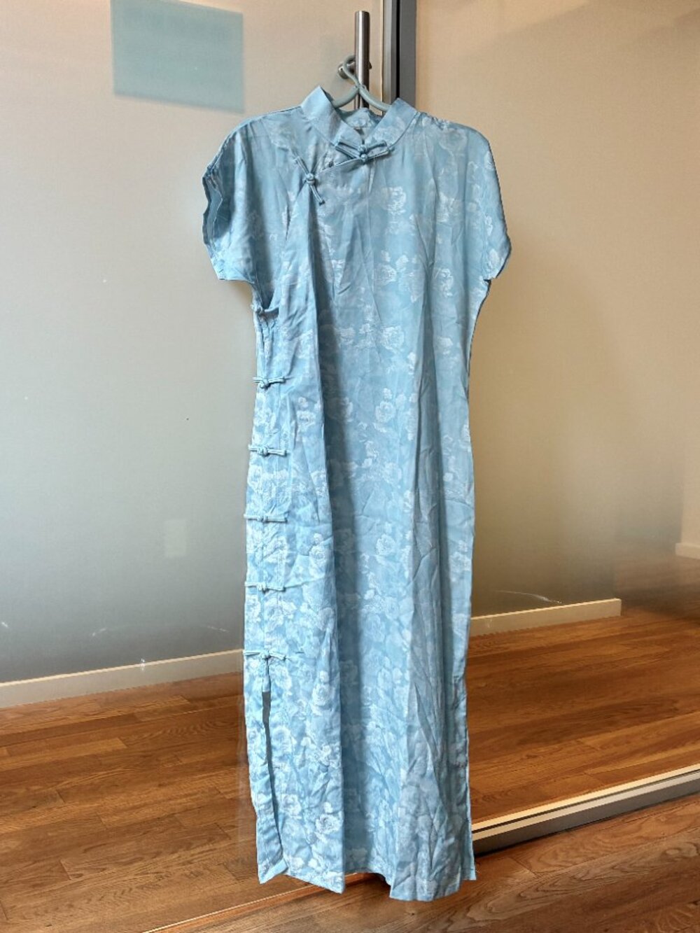 Blue White Flora Printed Qipao Long Dress - Chinese Traditional Cheongsam